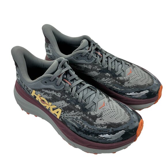 Hoka One One Stinson 7 Trail Running Shoes Mens Size 10 D Castlerock Cabernet - Picture 2 of 10